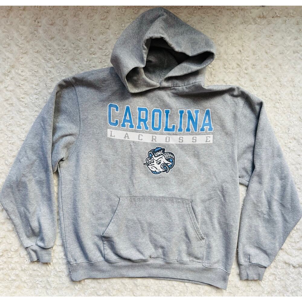 Champion Mens UNC Tar Heels Carolina Lacrosse Gray Hoodie Sweatshirt Sz Large